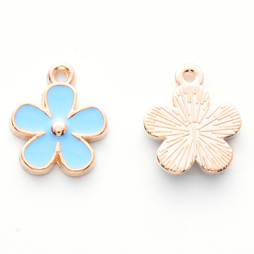 Flower charms, blue 15mm