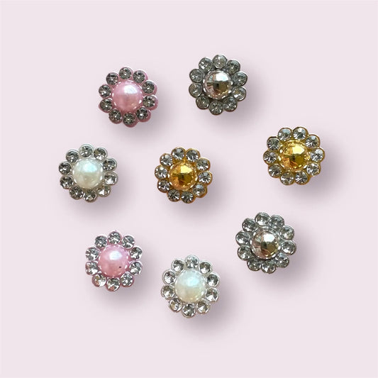 flower pearl and rhinestone mix, 10mm