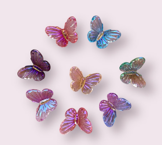 butterfly cabochons, glass effect, 10mm