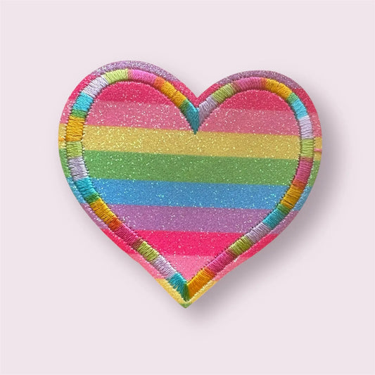 Rainbow iron on heart patch