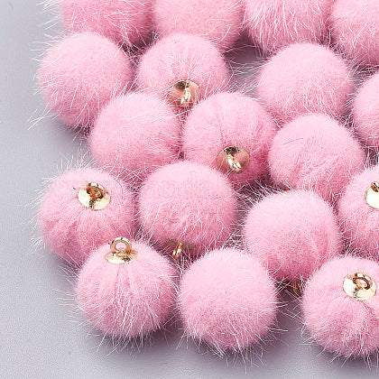 Pink Fluffy pendants, 16mm