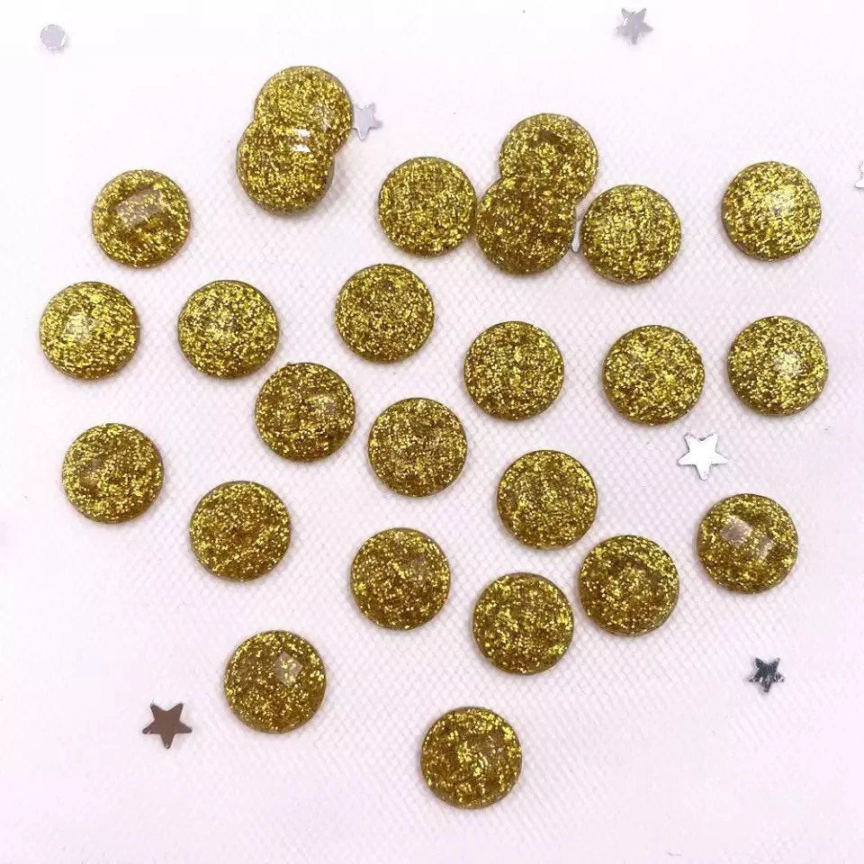 round sparkle cabochon, 10mm gold