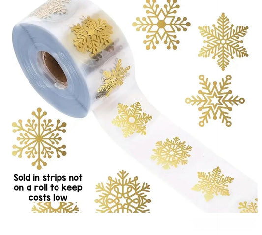 Snowflake stickers, gold, transparent