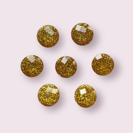 round sparkle cabochon, 10mm gold