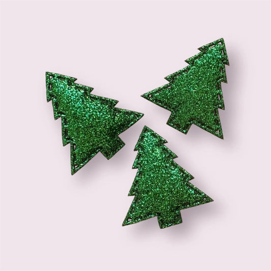 Christmas tree fabric embellishments, glitter, 34mm
