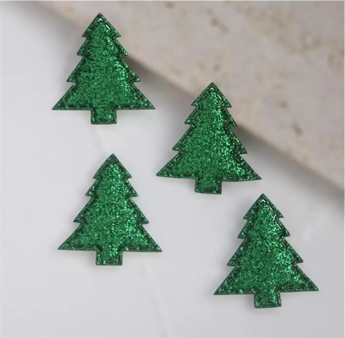 Christmas tree fabric embellishments, glitter, 34mm