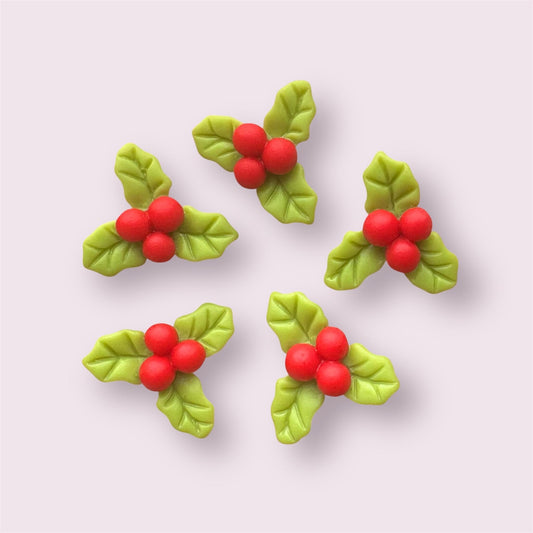 Holly cabochons, 26mm