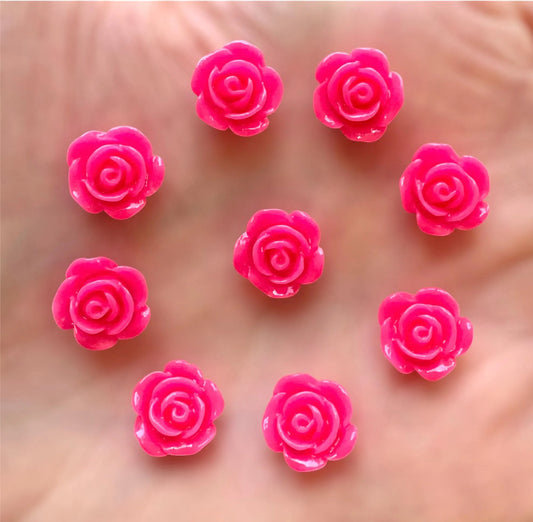 Rose cabochon, hot pink 10mm