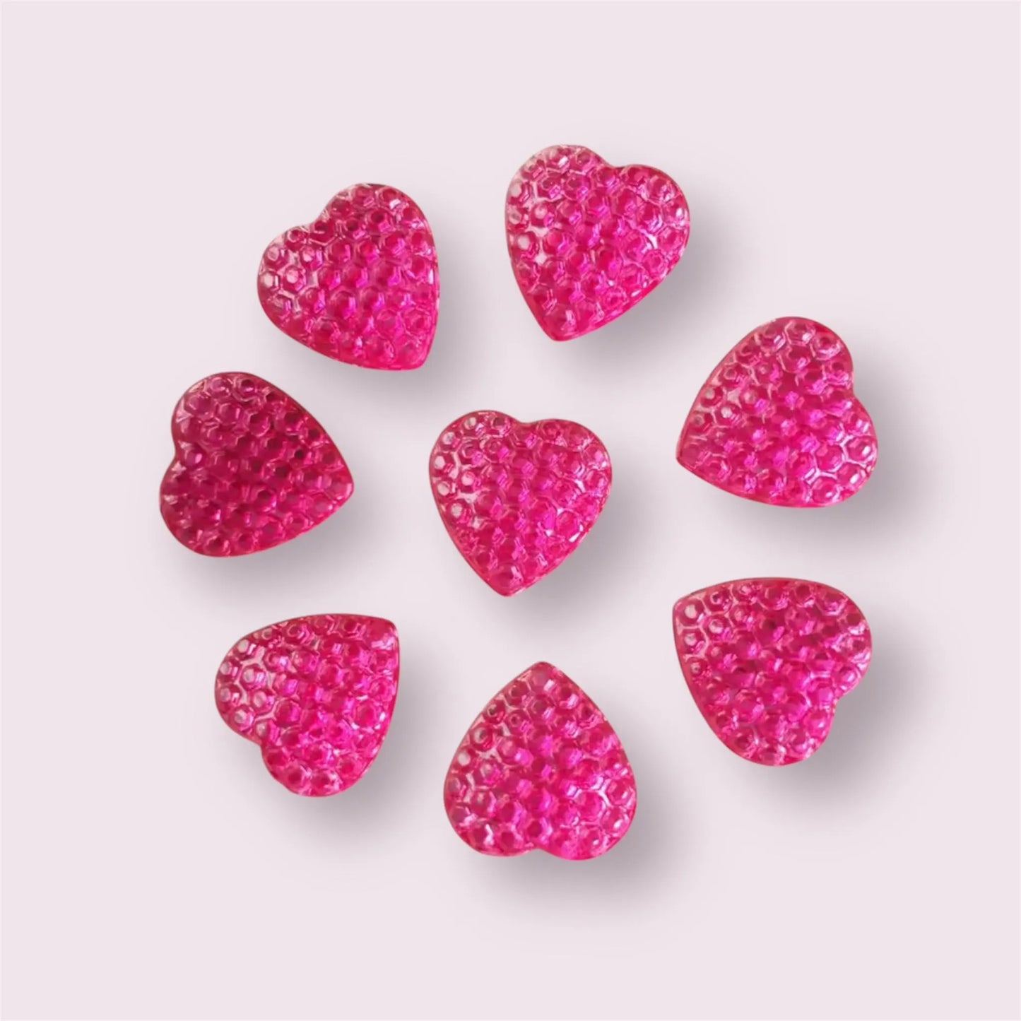 Hot pink hearts, 12mm