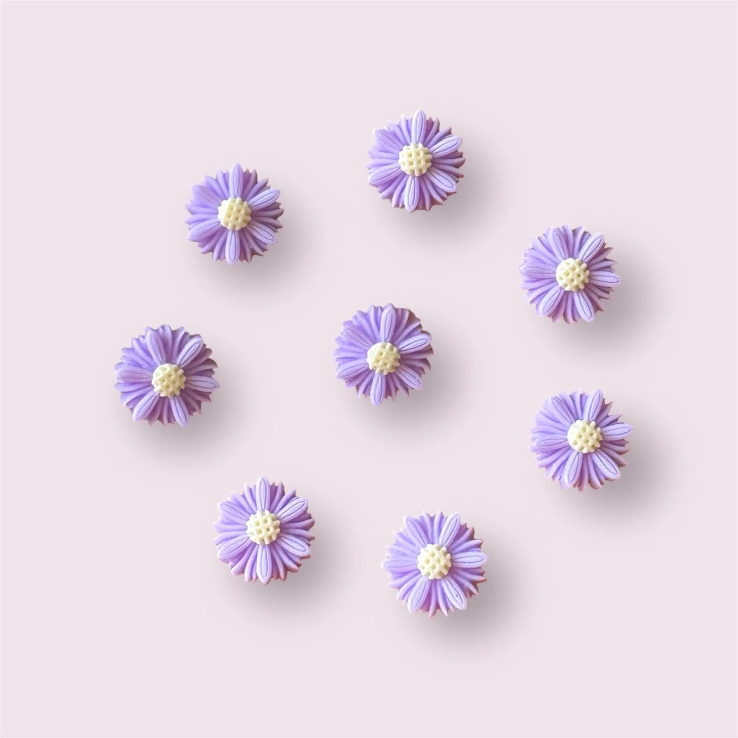Pale purple 9mm flower cabochons