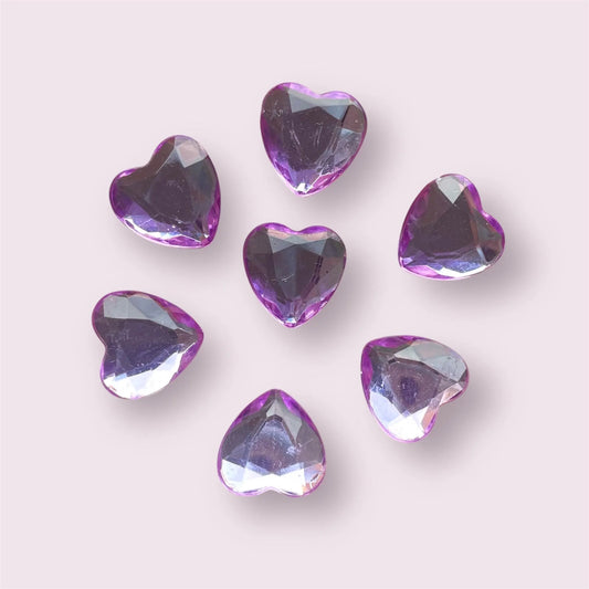 lilac heart embellishments, 12mm