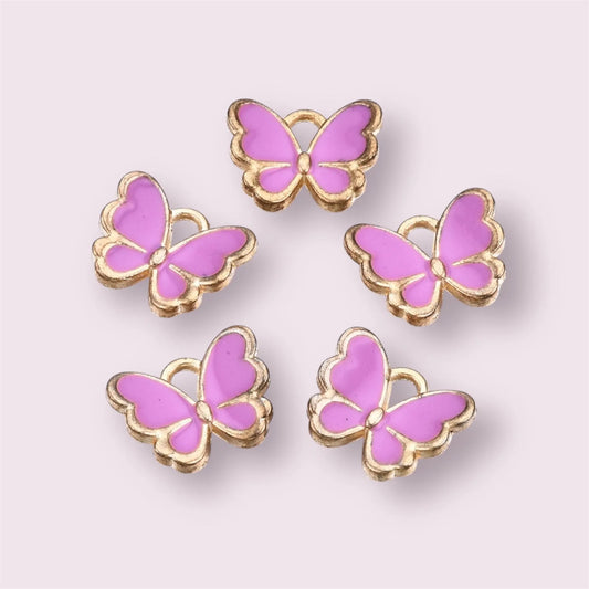 Butterfly charms, lilac, 13mm