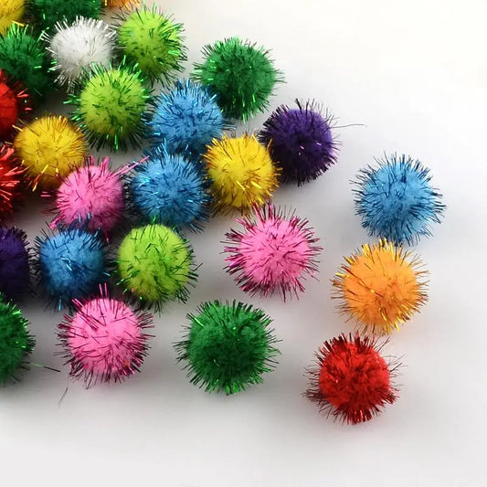 pom poms, metallic mixed colour 15mm