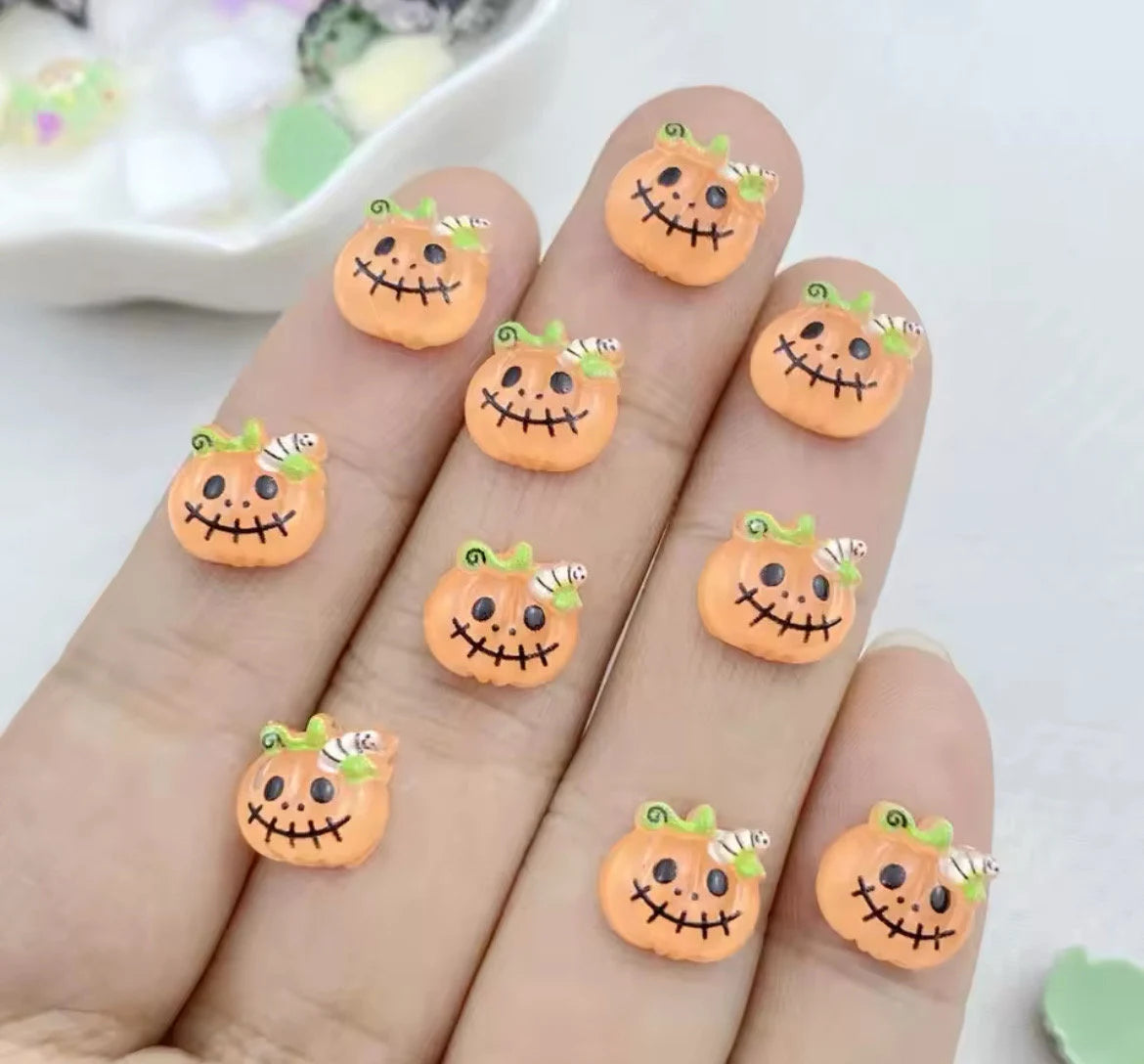 Mini pumpkin cabchons