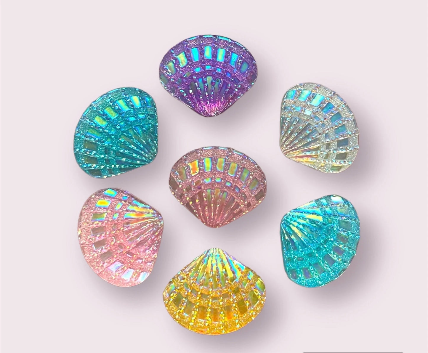 Mixed colour seashell cabochons, 17mm