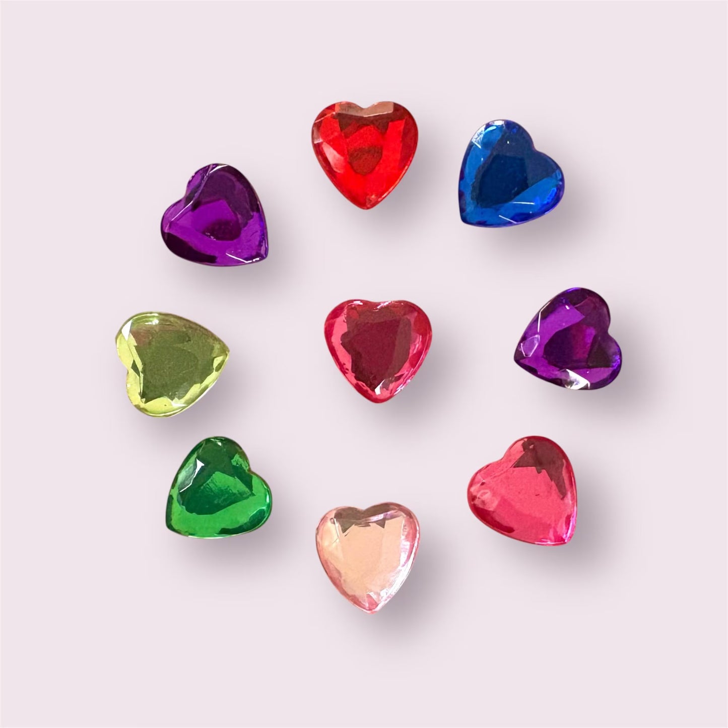 mixed colour heart cabochons, 10mm