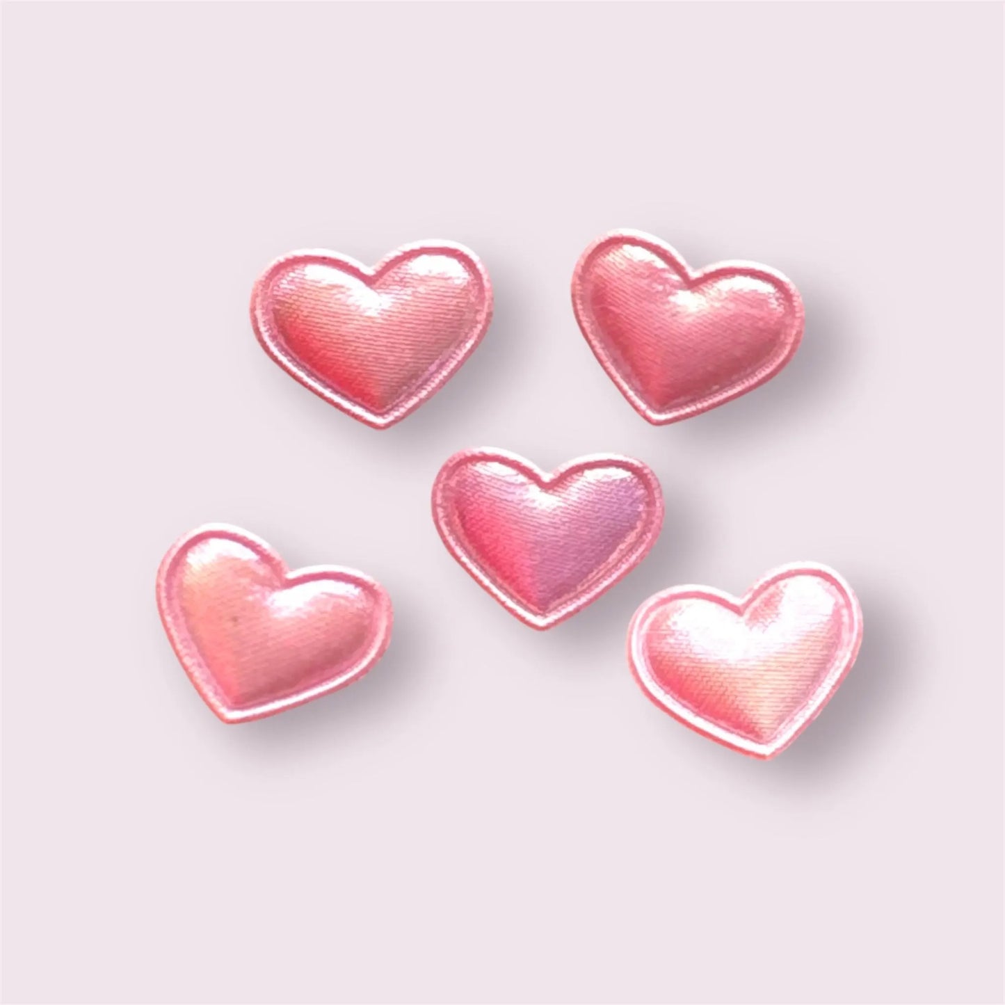 pink fabric hearts, 18mm