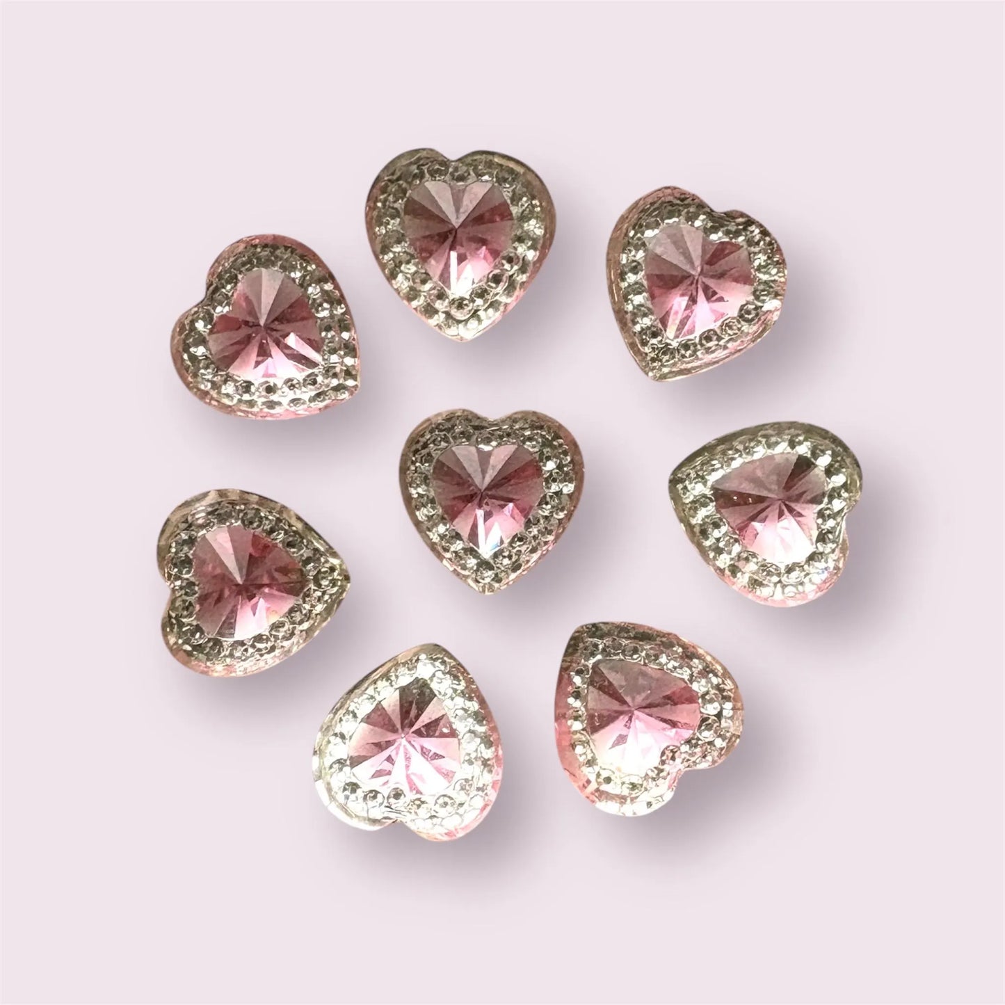 Pale pink heart cabochon, 12mm