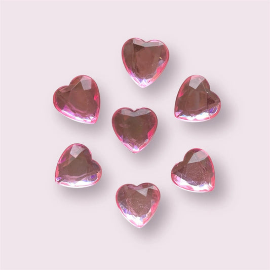 Pink heart embellishments, pale pink 12mm