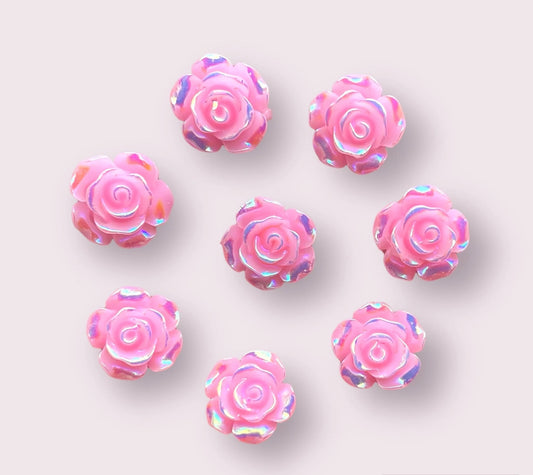 Pink rose flower cabochon, 12mm