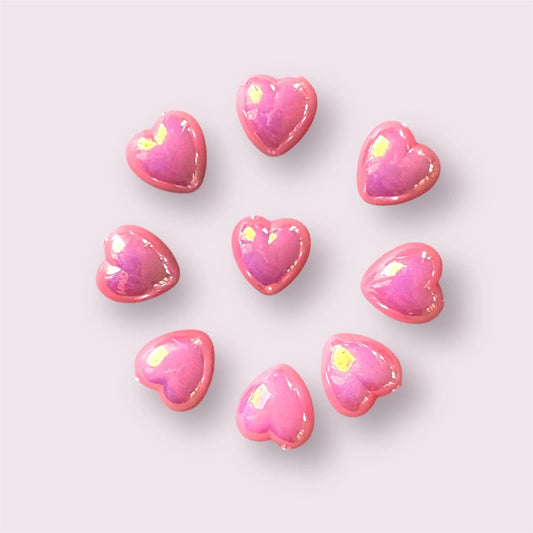 Pink heart embellishments, pink 10mm