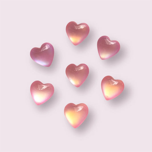 Pink heart embellishments, 10mm opalescent