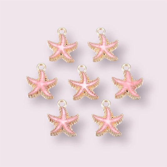 starfish charms, pink, 18mm