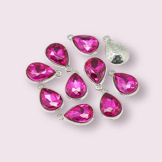 Teardrop charms, pink, 14mm