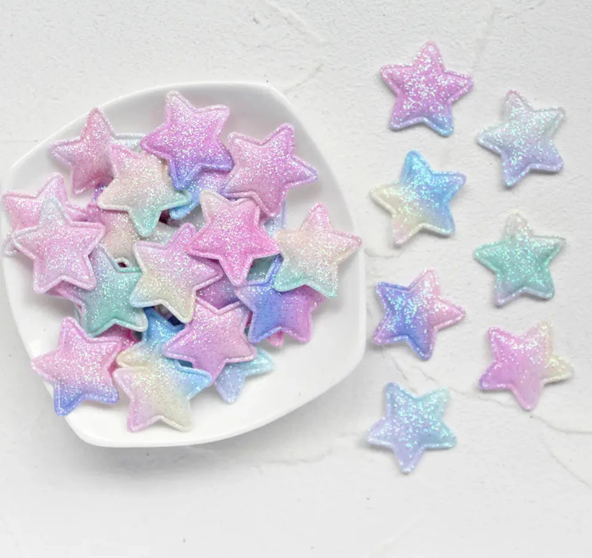 Fabric pastel stars, 25mm