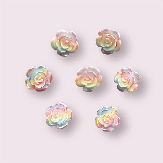 rainbow rose cabochons, 10mm