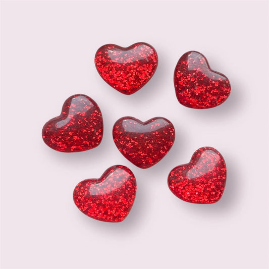 Red glitter heart embellishments 16mm