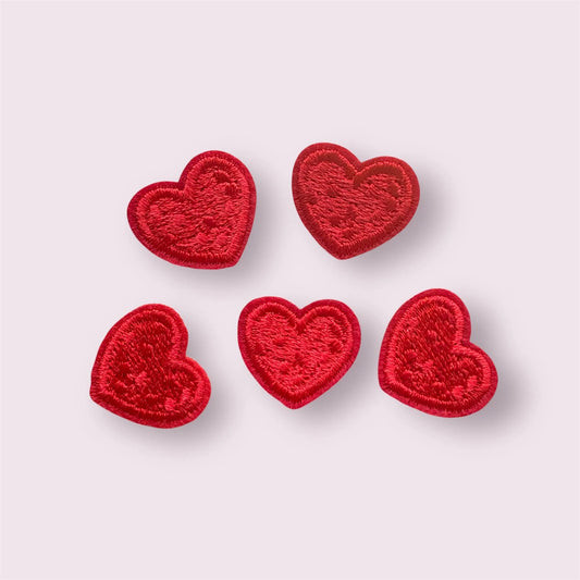 Mini red heart patches , iron on