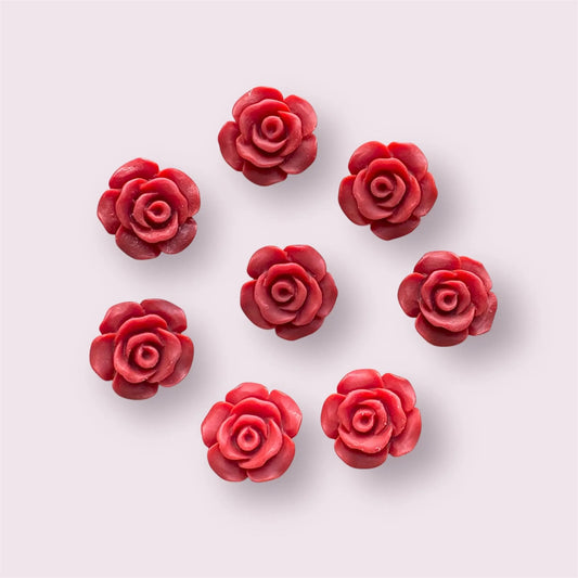 Red rose cabochons, Matte red 13mm