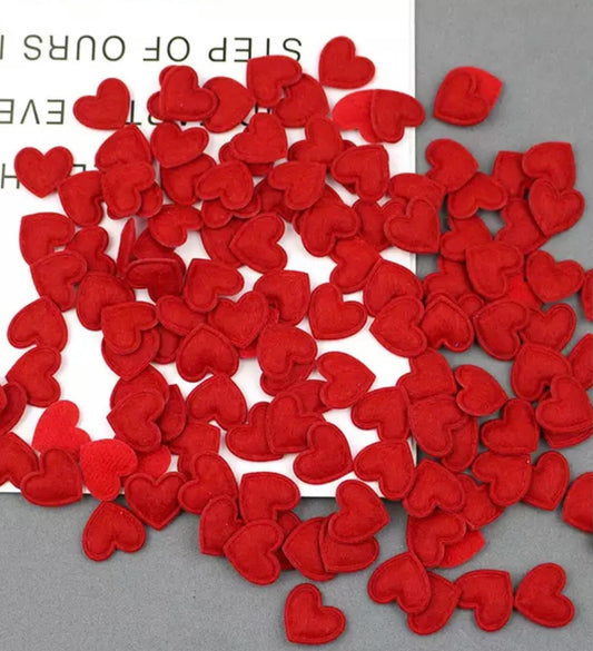 red felt hearts, 17mm