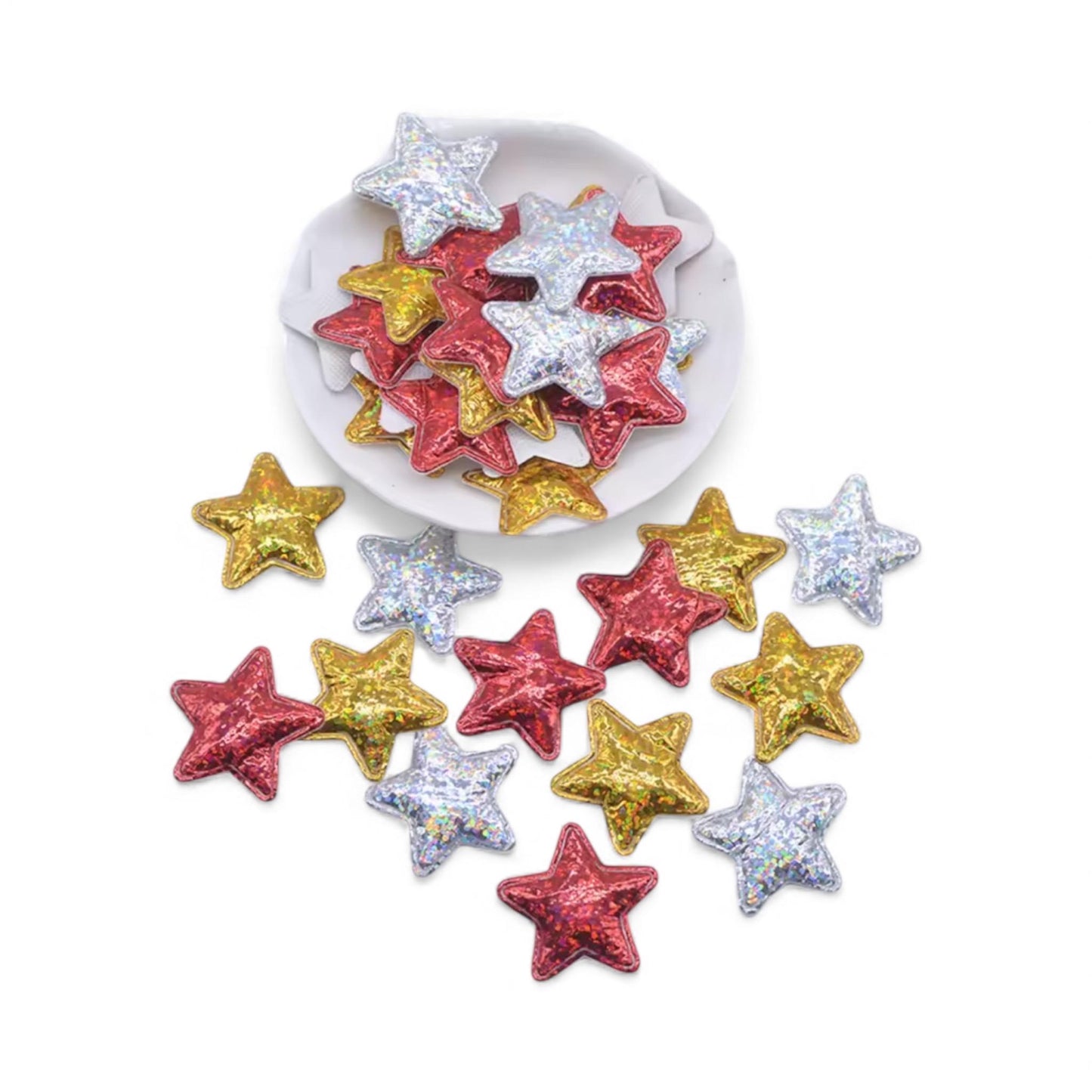 Fabric star, metallic mix, 25mm