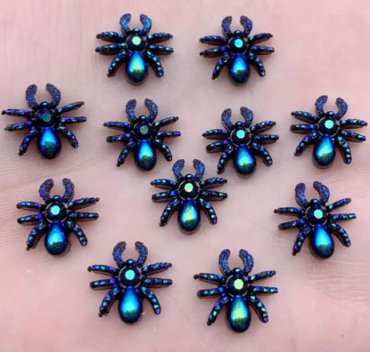 spider cabochons, black lustre 13mm