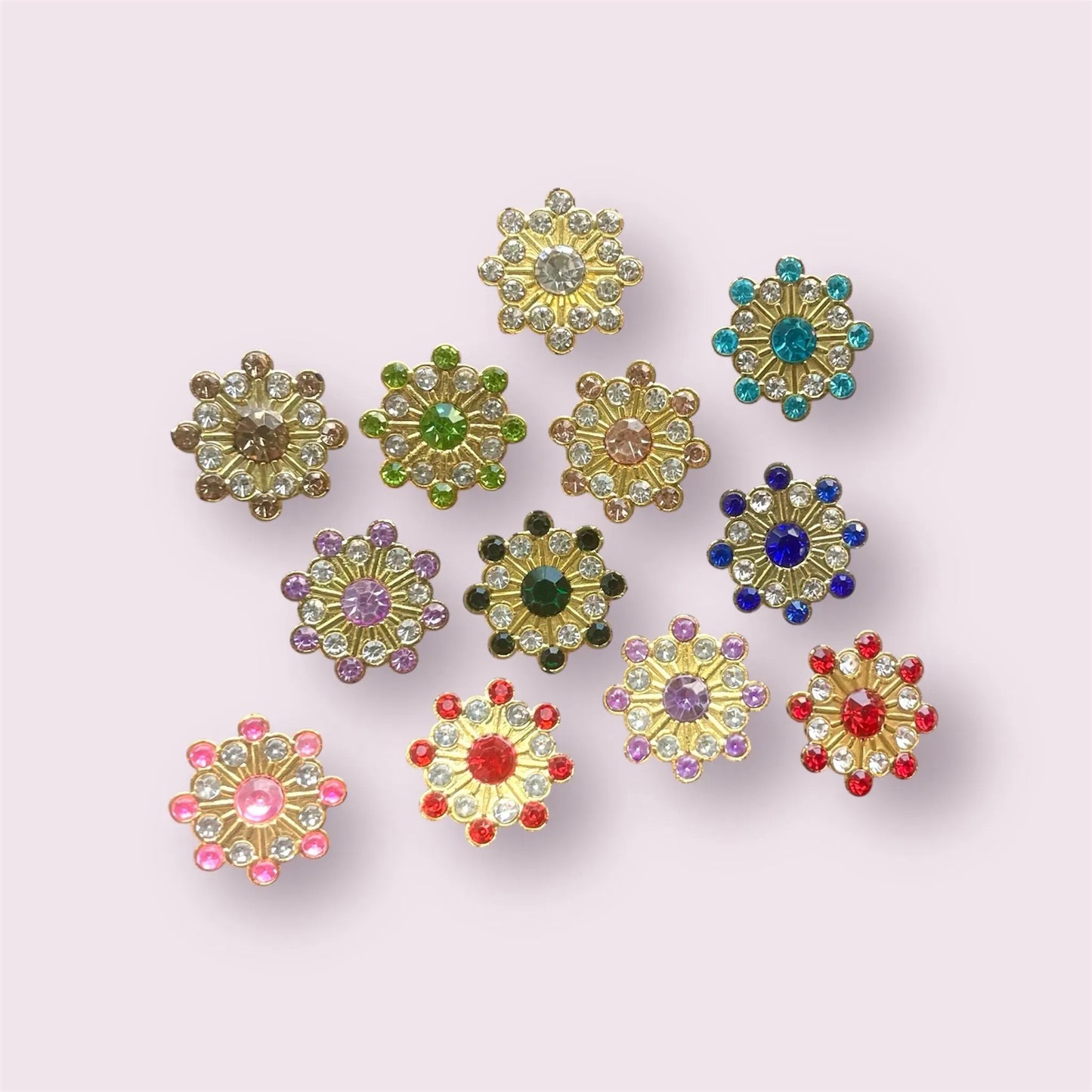 Rhinestone cabochons, mixed colour 15mm