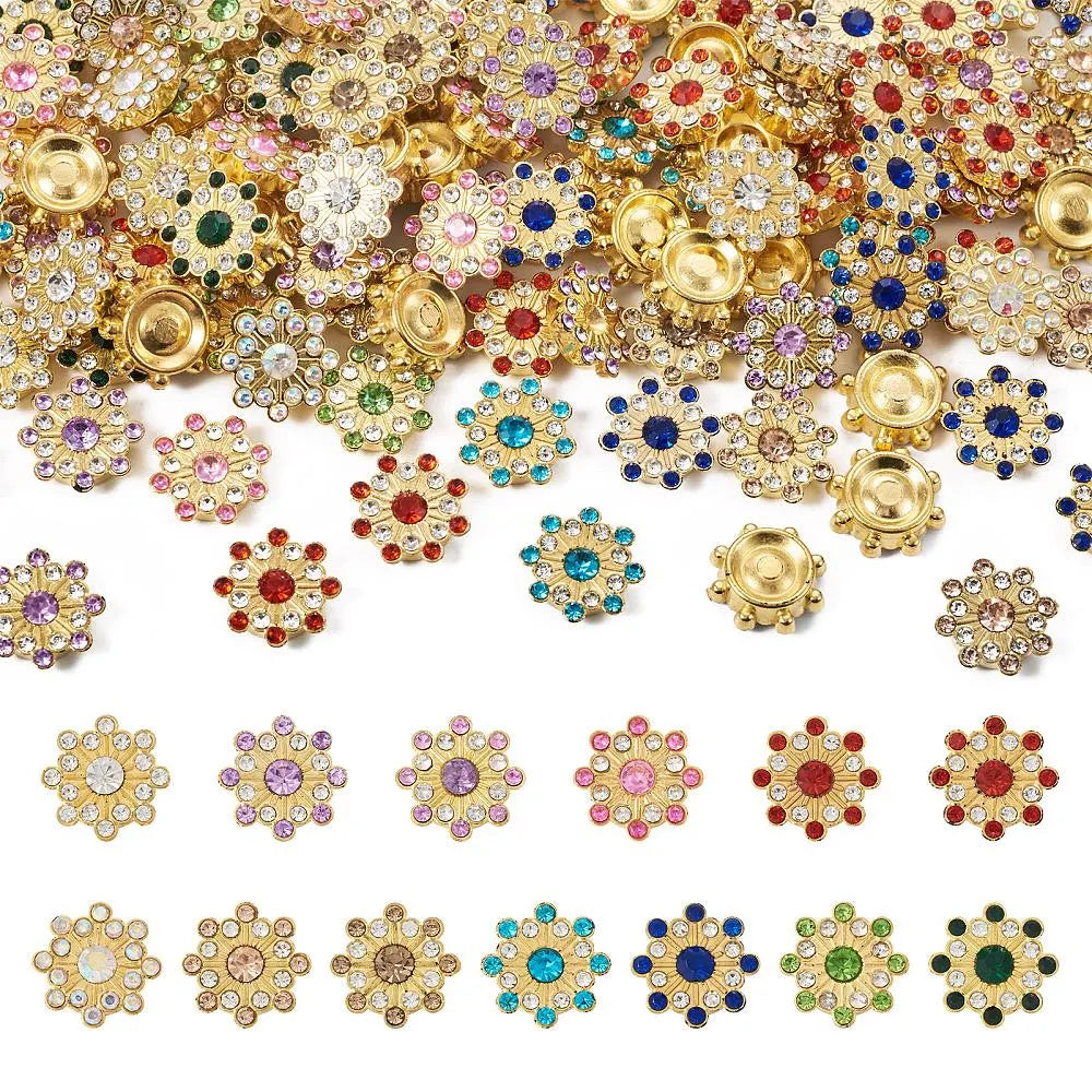 Rhinestone cabochons, mixed colour 15mm