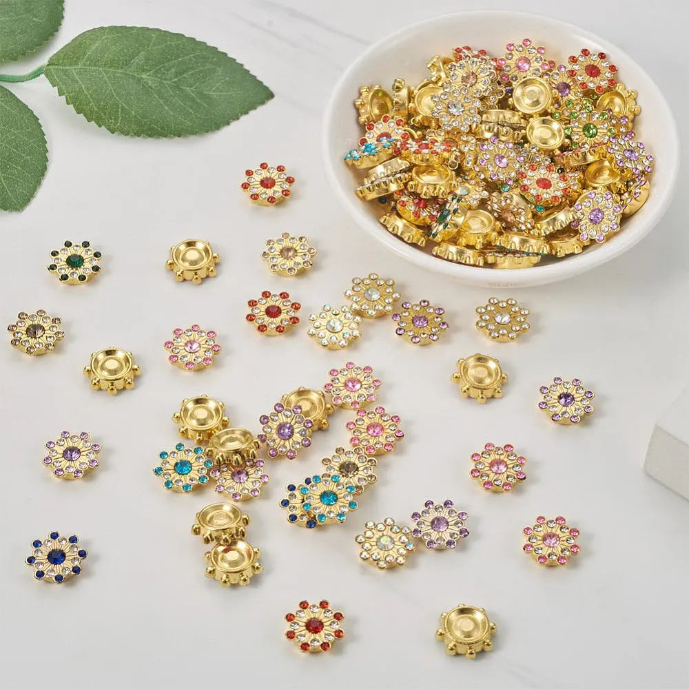 Rhinestone cabochons, mixed colour 15mm