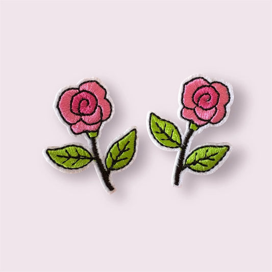Pink flower iron on patches