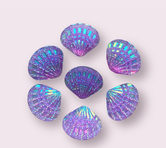 shell cabochons, purple 17mm