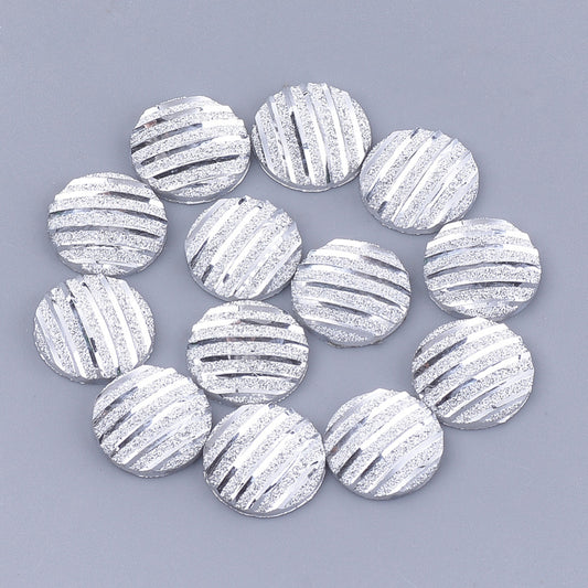 silver round stripe cabochons, 12mm