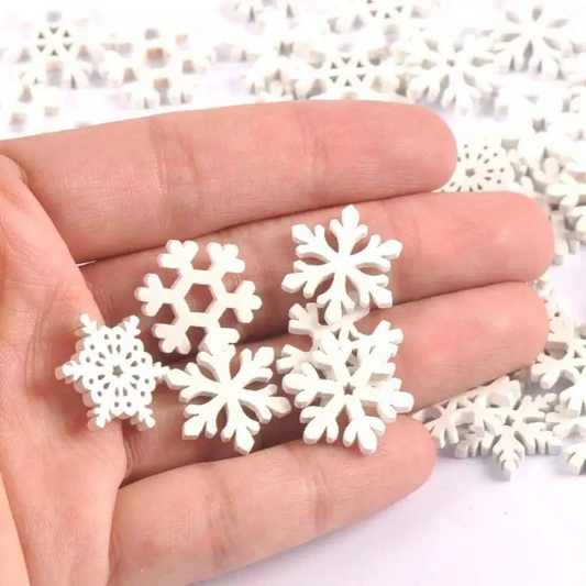 white wooden snowflakes, 2cm