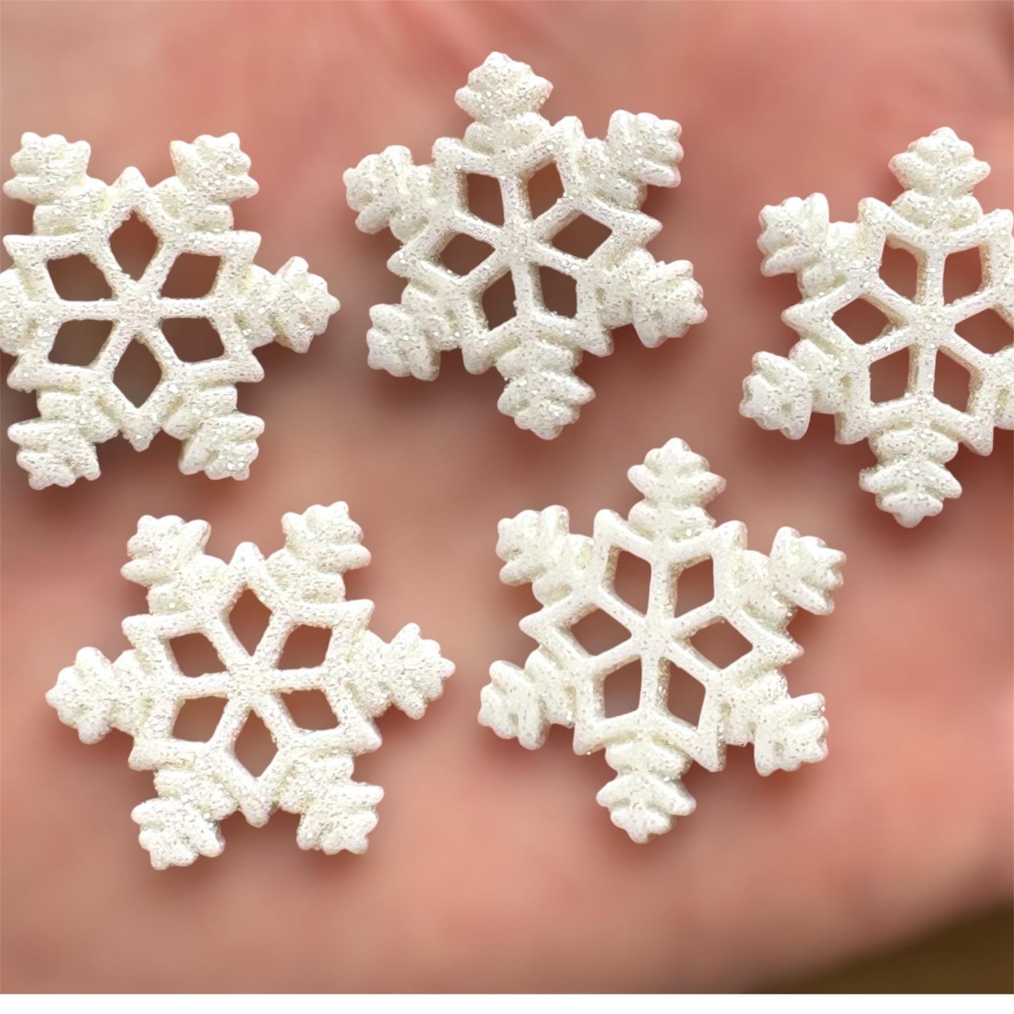 Snowflake cabochons, ivory 27mm