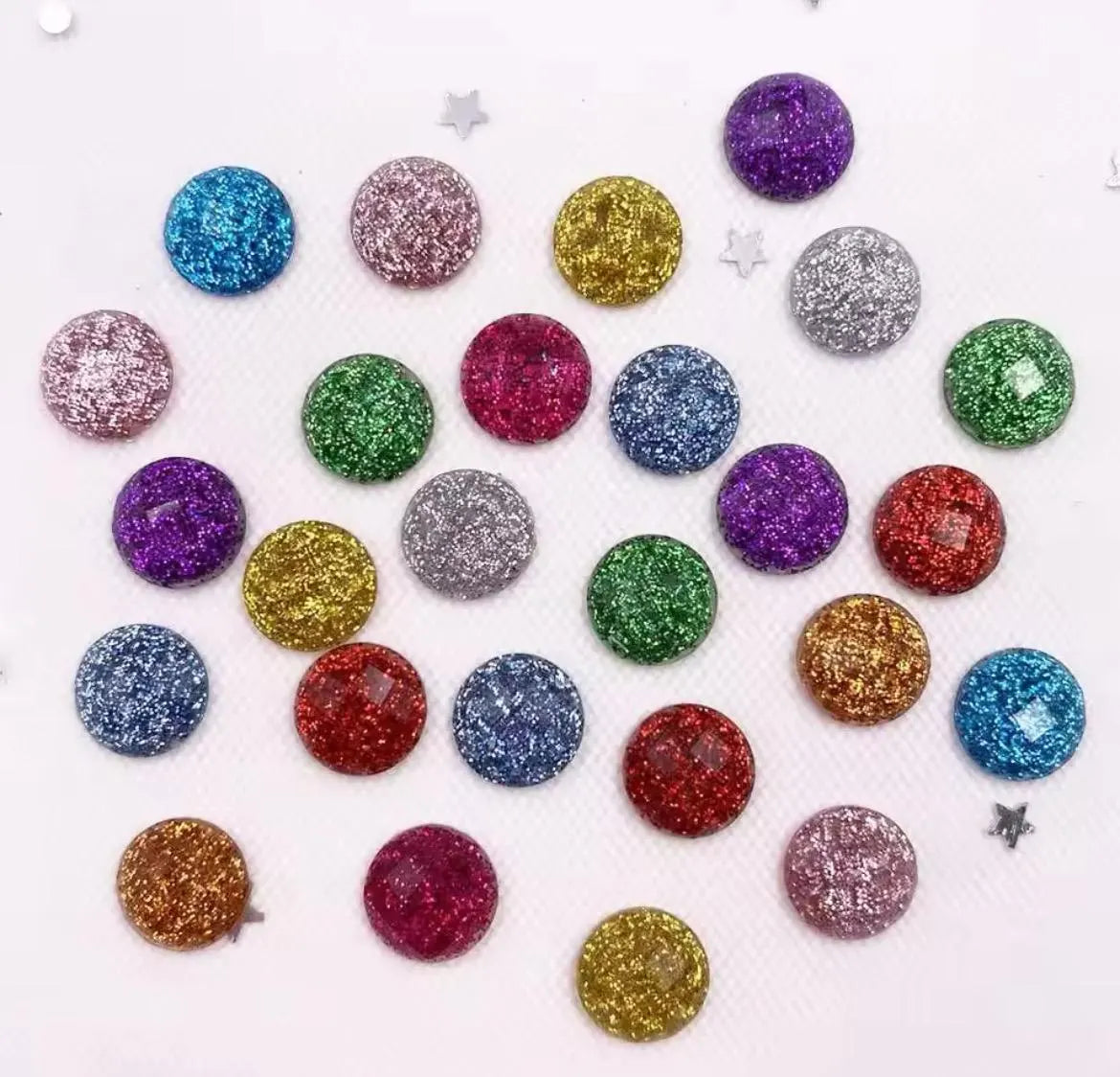 round sparkle cabochons, 10mm