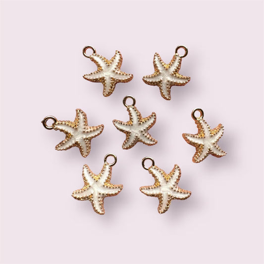 starfish white enamel charms, 18mm