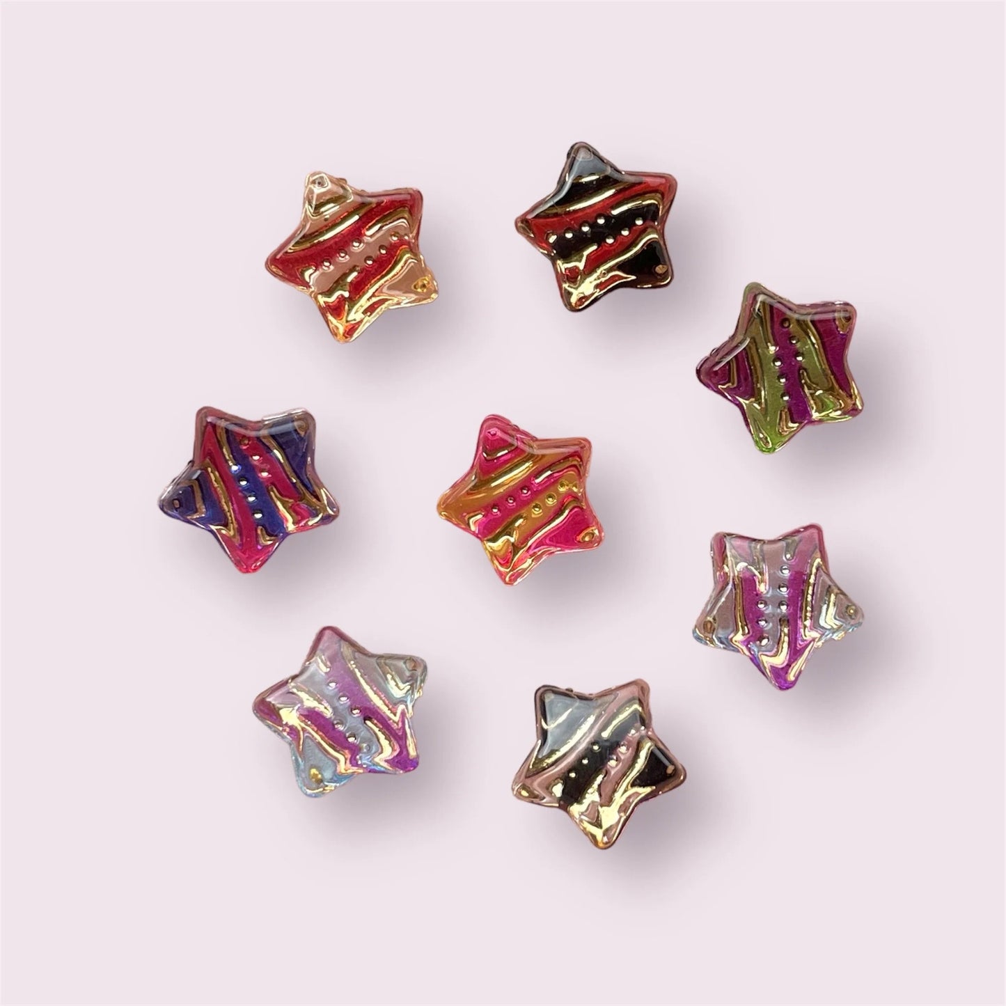 patterned star cabochons, 9mm