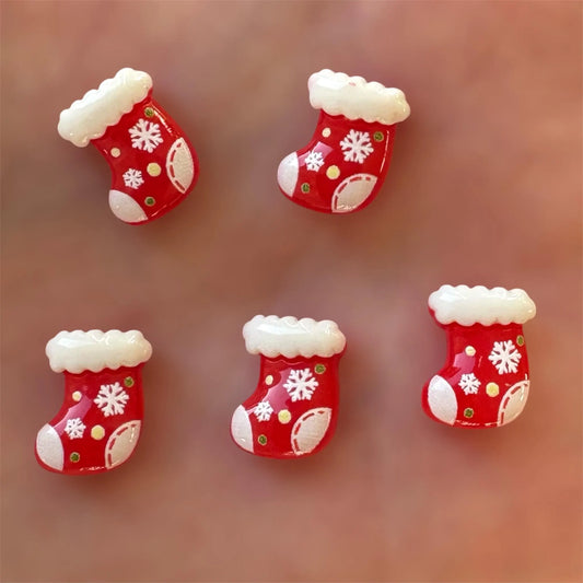 Christmas stocking cabochons, 13mm