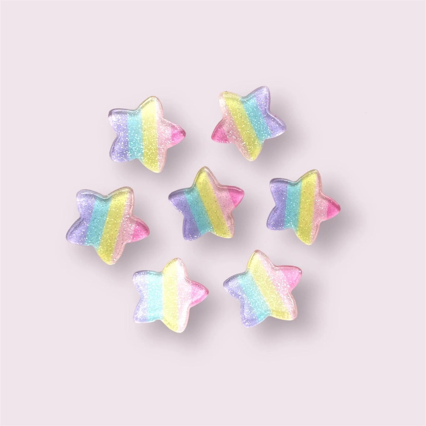 Star cabochons, pastel stripes, 15mm