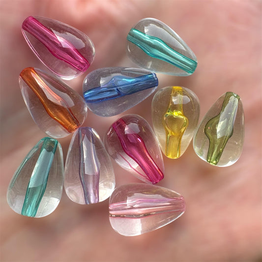 Teardrop acrylic beads, 14mm mixed colour